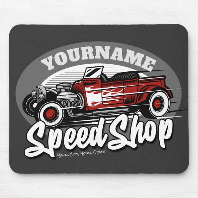 Mousepad Garagem de Compro de Velocidade do Roadster Rockab (Frente)