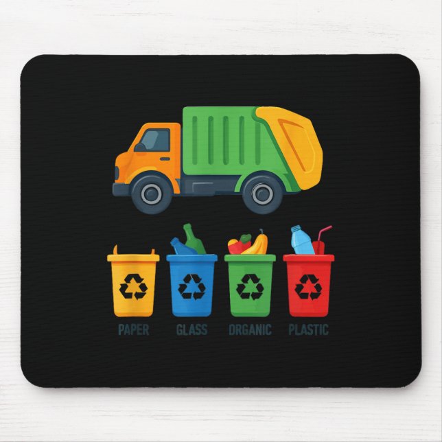 Mousepad Garbage Day Recycling Truck Kids Boys Toddlers Gir (Frente)