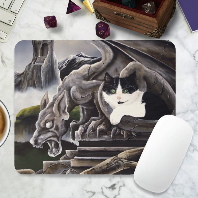 Mousepad Gargoyle branco preto (Criador carregado)