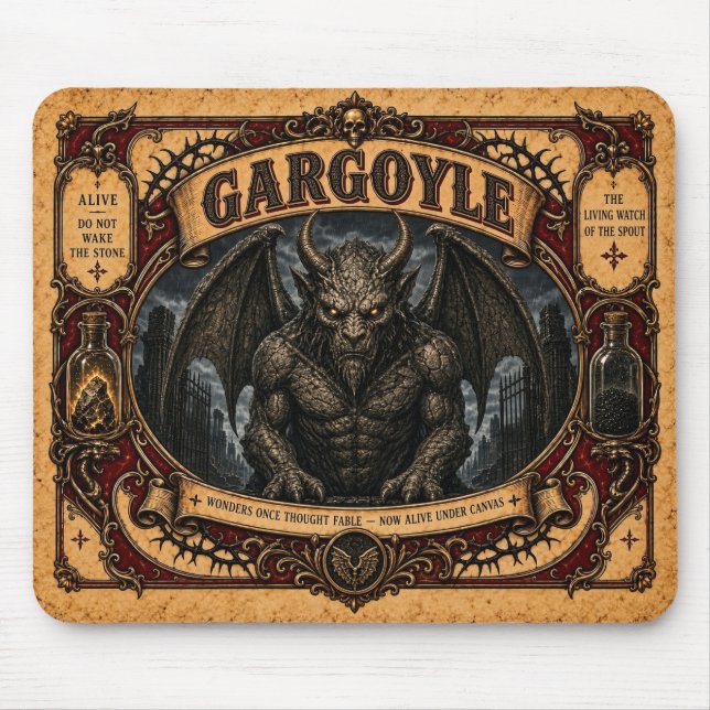 Mousepad Gárgula, Monstro de Circo Vintage (Frente)