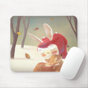 Mousepad Garota Abraçada Veado