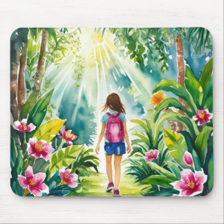 Mousepad garota andando no bufo da selva