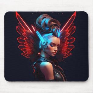 Mousepad Garota Anjo Cyberpunk