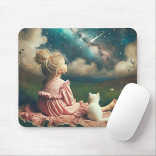 Mousepad Garota assistindo uma estrela fotografando