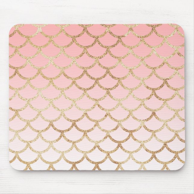 Mousepad Garota Blush Rosa e Dourada Sereia Glitter Sparkle (Frente)