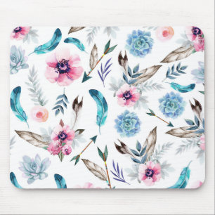 Mousepad Garota Boho Floral Chique Boêmia