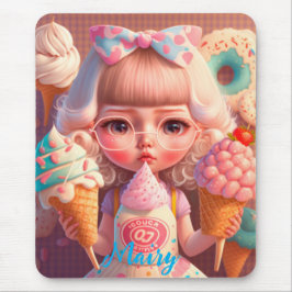 Mousepad Garota bonita Kawaii com sorvetes