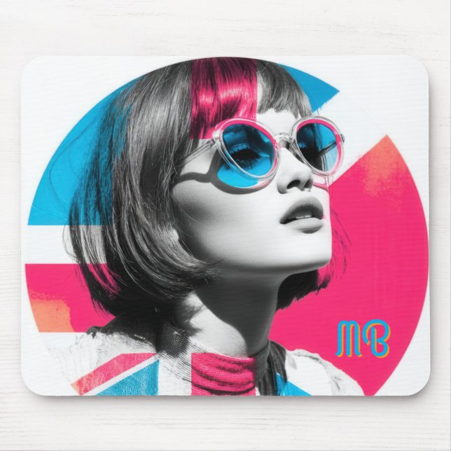Mousepad Garota Chic Retro Pop Art (Frente)