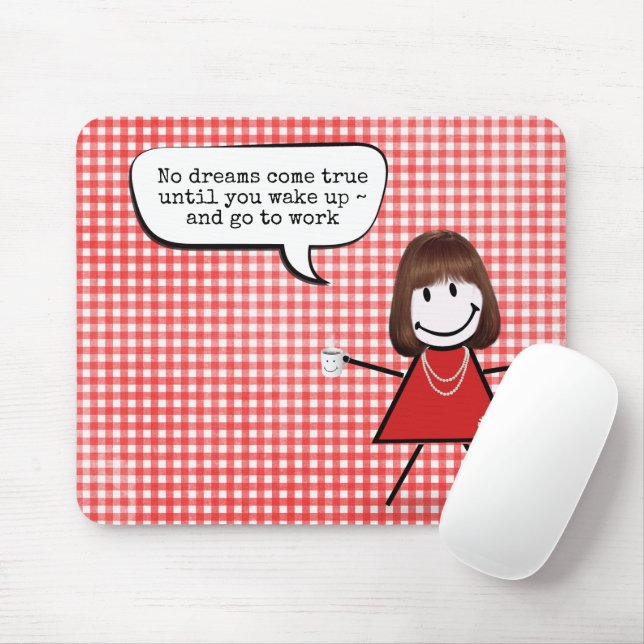 Mousepad Garota com café em Gingham (Com mouse)