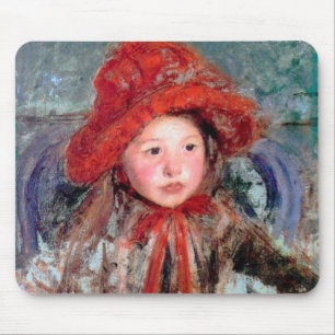 Mousepad Garota com chapéu vermelho grande, Mary Cassatt