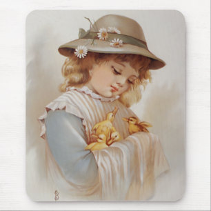 Mousepad Garota com Patos Bebês