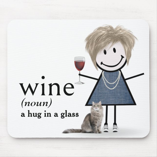 Mousepad Garota Com Vinho E Gato (Frente)