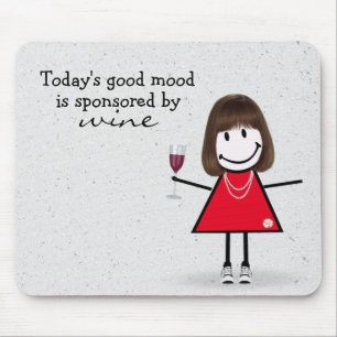 Mousepad Garota com vinho e tênis