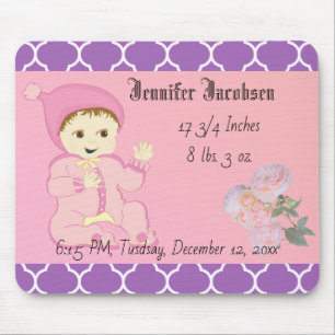 Mousepad Garota criança rosa com flores