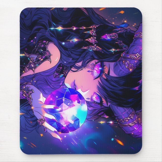 Mousepad Garota de animação de demônio de cristal roxo (Frente)