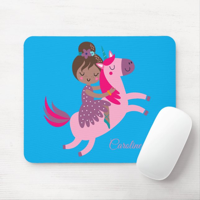 Mousepad Garota de Brunette Caçada no Unicórnio (Com mouse)