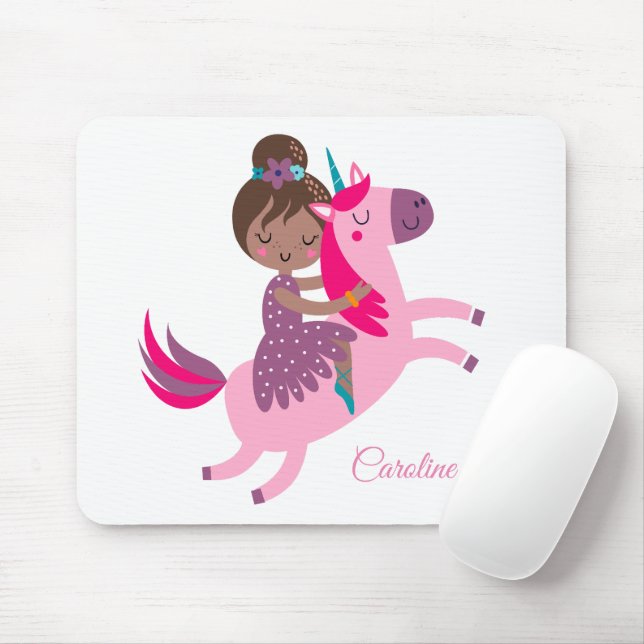 Mousepad Garota de Brunette Caçada no Unicórnio (Com mouse)