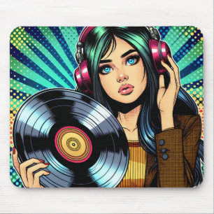 Mousepad Garota de estilo pop art em quadrinhos com álbum d