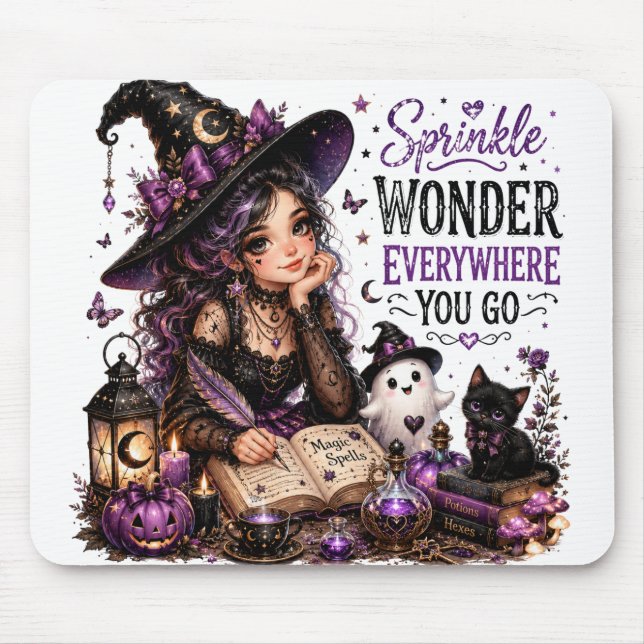 MOUSEPAD GAROTA DE HALLOWEEN ENGRAÇADA E FOFA COM DITADO EN (Frente)