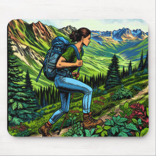 Mousepad Garota de Mochila Fazendo Trilha