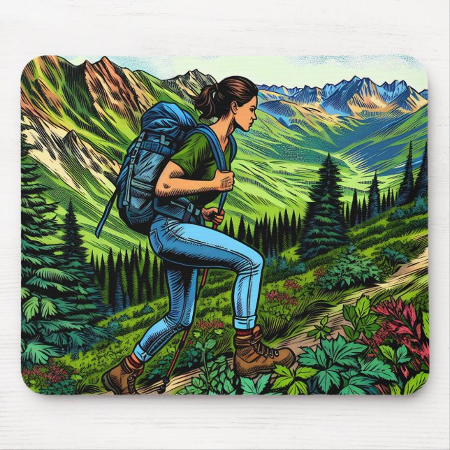 Mousepad Garota de Mochila Fazendo Trilha (Frente)