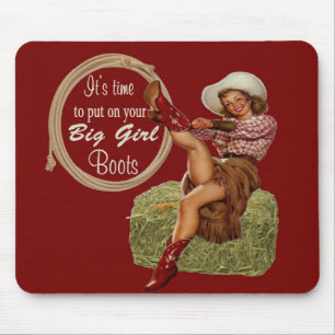 Mousepad Garota De Vaca Colocada Em Seus Grandes Botas