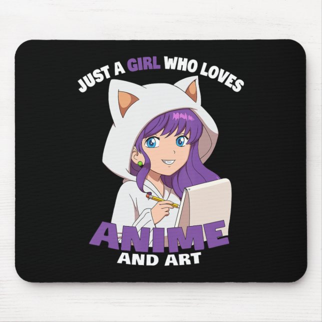 Mousepad Garota do Anime Só Uma Garota Que Ama Anime E Arte (Frente)