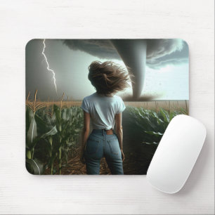 Mousepad Garota do Meio-Oeste assistindo um Tornado