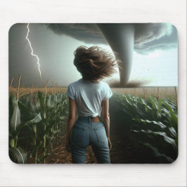 Mousepad Garota do Meio-Oeste assistindo um Tornado