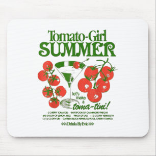 Mousepad Garota do Tomate Verão Tomate Fruta Fresca Estétic