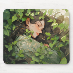 Mousepad Garota dormindo na floresta