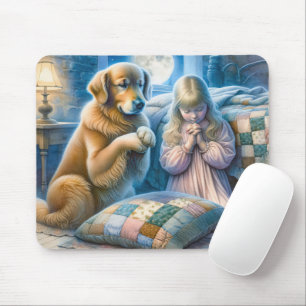 Mousepad Garota e Ouro Retriever Rezando