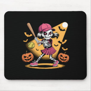 Mousepad Garota Esqueleto Softll Abóboras de Halloween e Ts