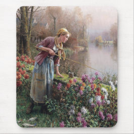 Mousepad Garota francesa pescando na Bretanha