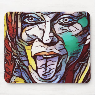 Mousepad Garota Grafite Pintura Rosto Colorido