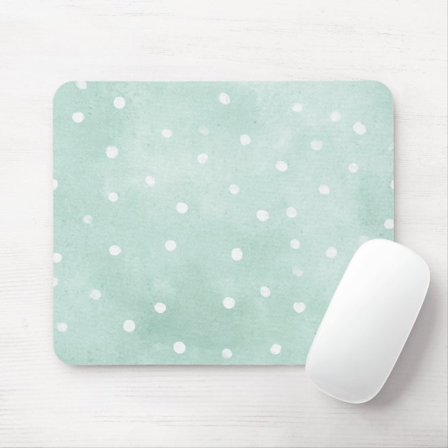 Mousepad Garota Menta Pontos Brancos  (Com mouse)