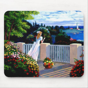 Mousepad Garota olhando pelo rato do Mar Mediterrâneo