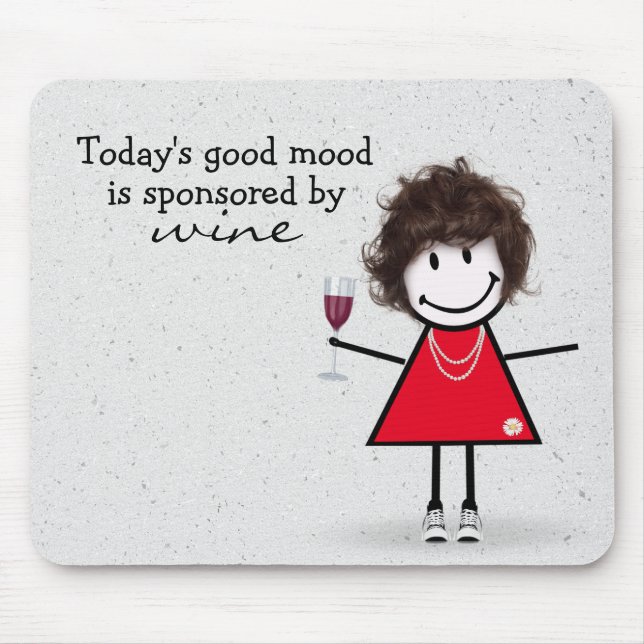 Mousepad Garota Palito com Vinho e Tênis (Frente)