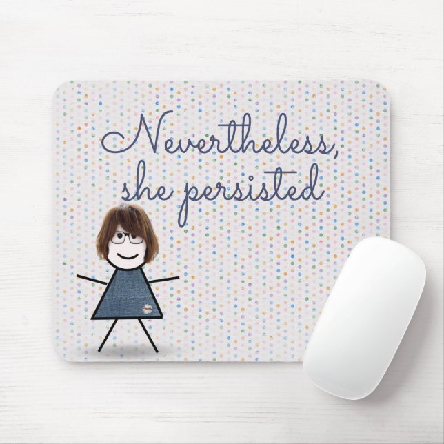 Mousepad Garota Palito em Vestido de Jeans com Citação (Com mouse)