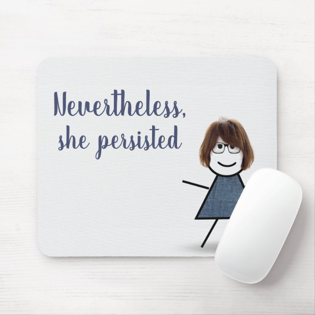 Mousepad Garota Palito em Vestido de Jeans com Citação   (Com mouse)