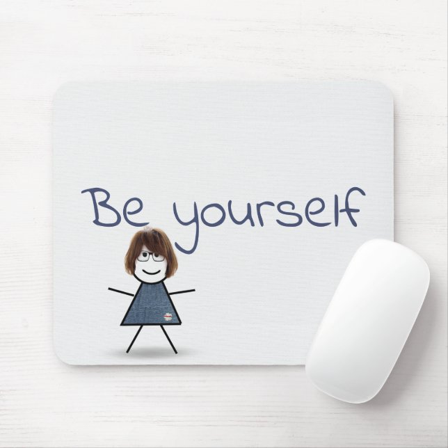 Mousepad Garota Palito em Vestido de Jeans com Citação   (Com mouse)