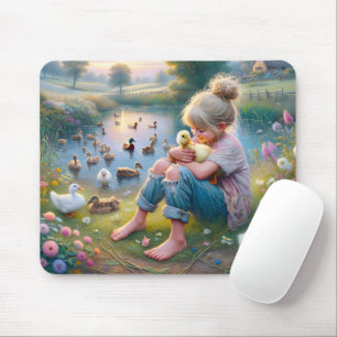 Mousepad Garota Pequena Com Patos