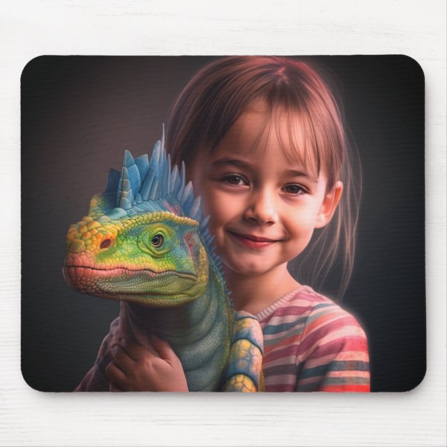 Mousepad Garota pequena com seu Lizard (Frente)