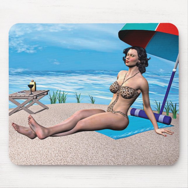 Mousepad Garota Retro sob o Sol (Frente)