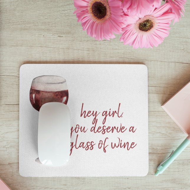 Mousepad Garota Vermelha Você Merece Uma Cotação De Vinho (Criador carregado)