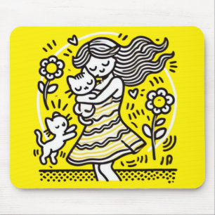 Mousepad Garota Whimsic com Kitten