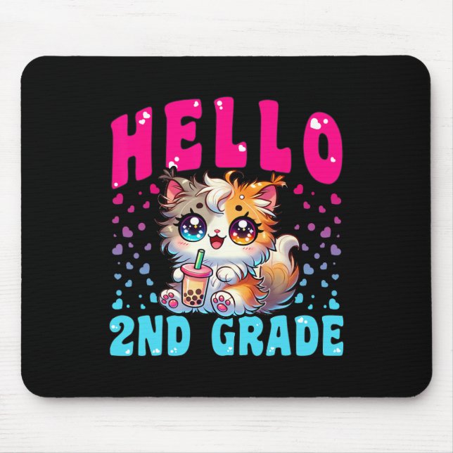 Mousepad Garotas De Gato De Grau Alô Bonito De segundo Para (Frente)