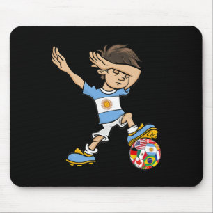 Mousepad Garoto Dabbing Camisa de Futebol Argentina Bandeir
