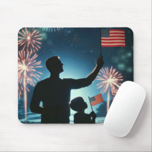Mousepad Garoto e Pai com sinalizadores americanos
