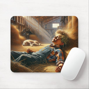Mousepad Garoto Sonhador De Dia Em Barn Hayloft